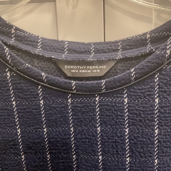 Dorothy Perkins London-Navy & white checked  boucle dress-US size 16 - Picture 3 of 4